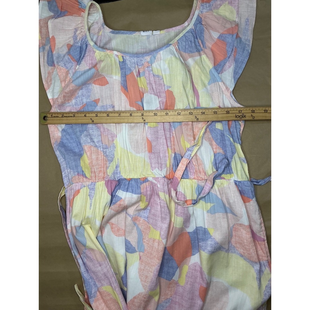 Gap Print Flutter Sleeve Midi Dress Cottagecore Coastal Beachy Resort Vacation M - Picture 4 of 9